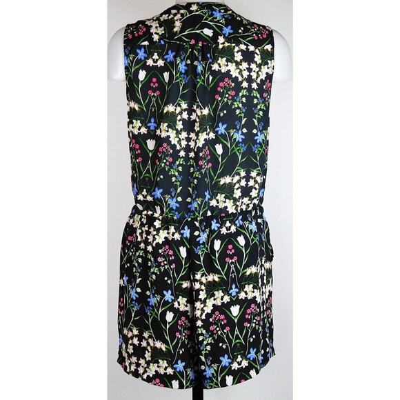 Black Floral Romper Size 6, Sleeveless Pockets Lightweight Festival Boho Summer - Picture 2 of 6